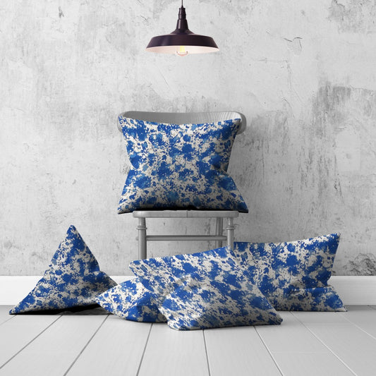 Set Of Three 20" X 20" Blue And White Blown Seam Coastal Throw Indoor Outdoor Pillow