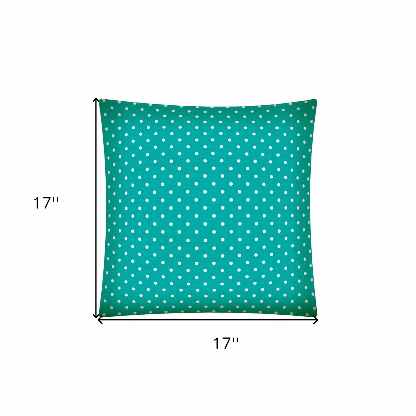 17" X 17" Turquoise Zippered Polyester Polka Dots Throw Pillow Cover