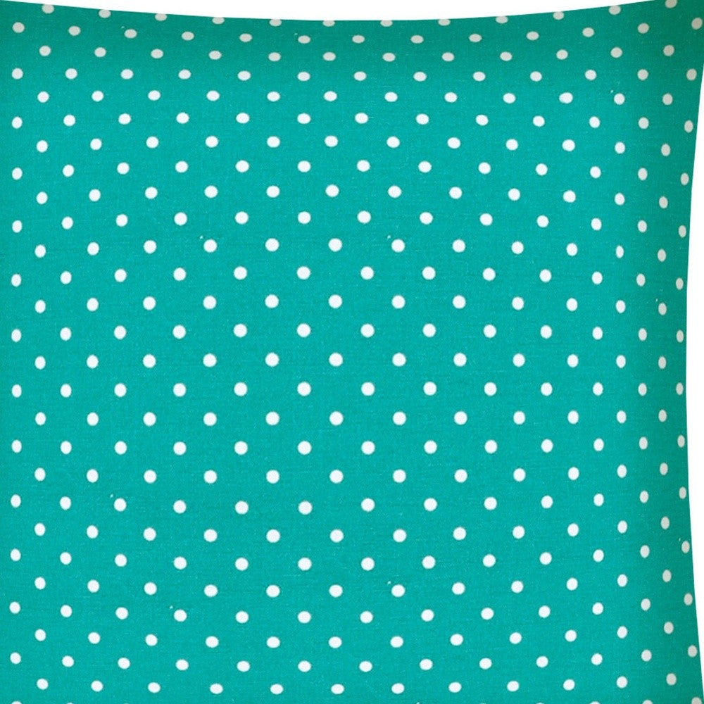 17" X 17" Turquoise Zippered Polyester Polka Dots Throw Pillow Cover