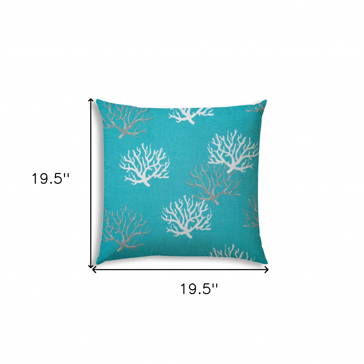 20" X 20" Aqua Gray And White Zippered Polyester Coastal Throw Pillow Cover