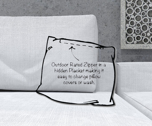 17" X 17" Light Gray Zippered Solid Color Throw Indoor Outdoor Pillow Cover