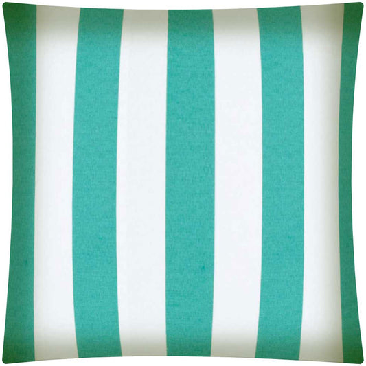 17" X 17" Turquoise And White Zippered Polyester Striped Throw Pillow Cover