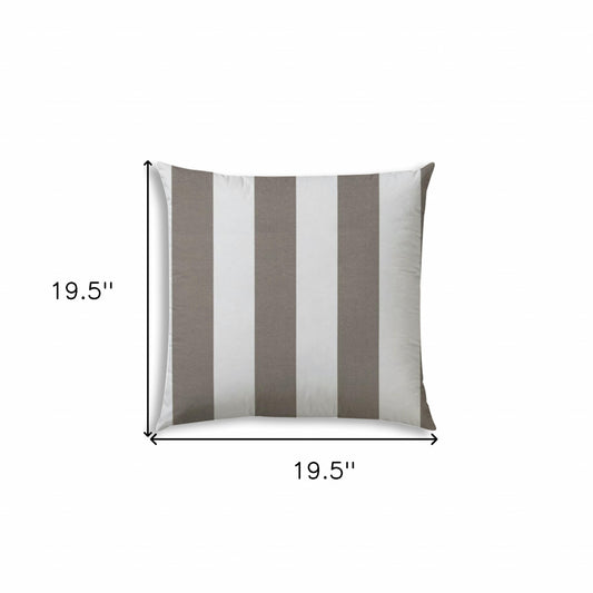 20" X 20" Taupe And Ivory Zippered Polyester Striped Throw Pillow Cover