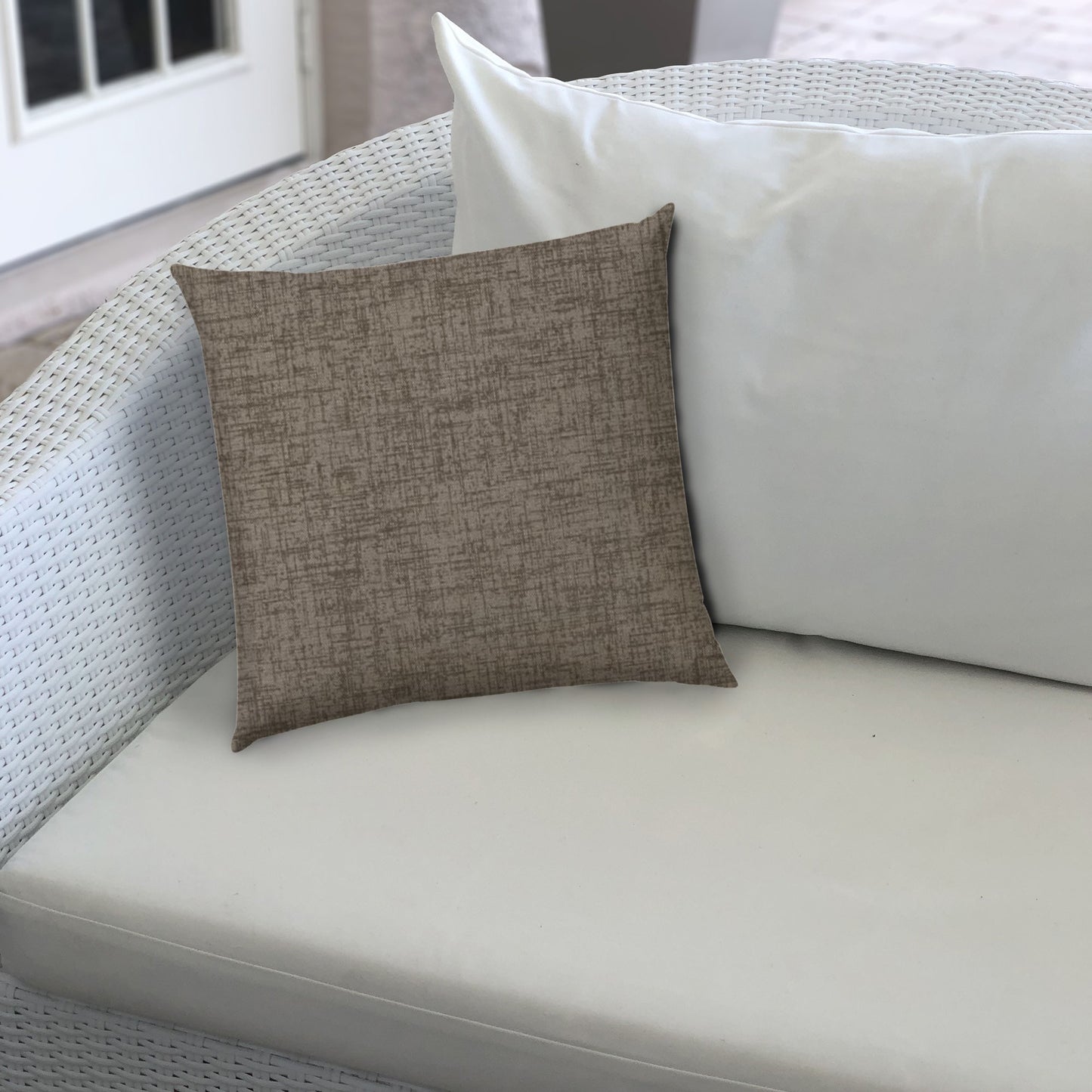 20" X 20" Medium Taupe And Dark Taupe Zippered Polyester Solid Color Throw Pillow Cover