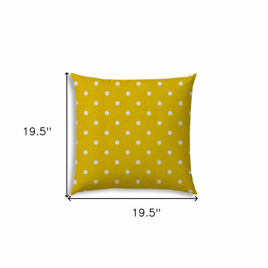 20" X 20" White And Creamy Yellow Zippered Polyester Polka Dots Throw Pillow Cover