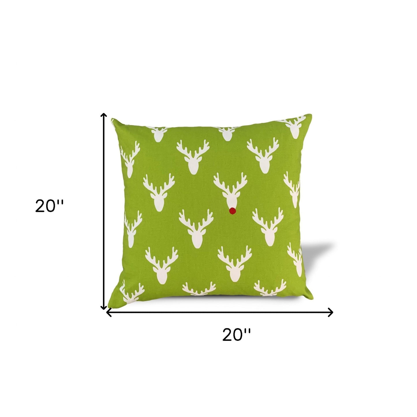 20" X 20" Red Gray And White Reindeer Zippered 100% Cotton Animal Print Throw Pillow Cover