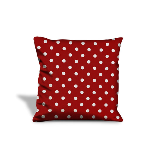 14" X 20" Red And White Zippered 100% Cotton Polka Dots Lumbar Pillow Cover