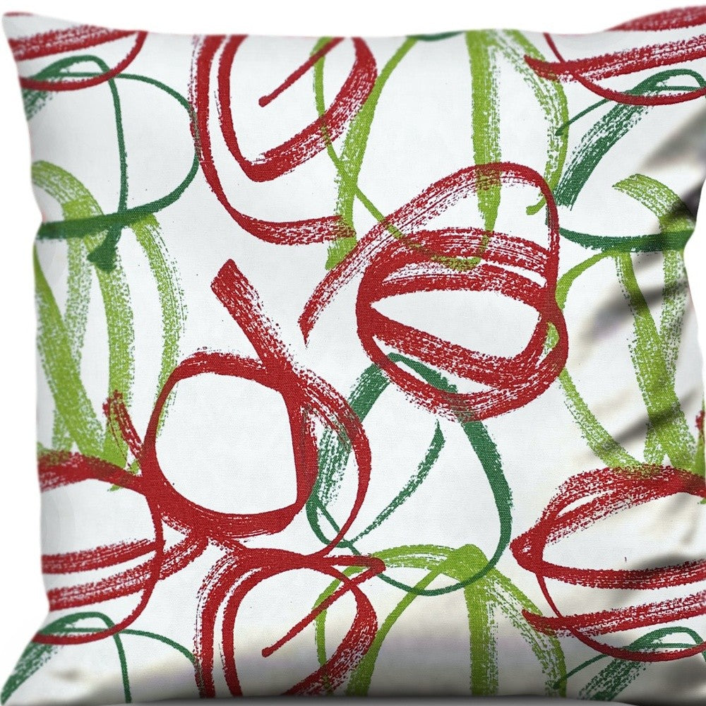 14" X 20" Red Gray And White Zippered 100% Cotton Abstract Lumbar Pillow Cover