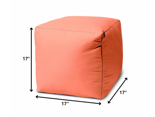 17" Cool Flamingo Coral Solid Color Indoor Outdoor Pouf Ottoman