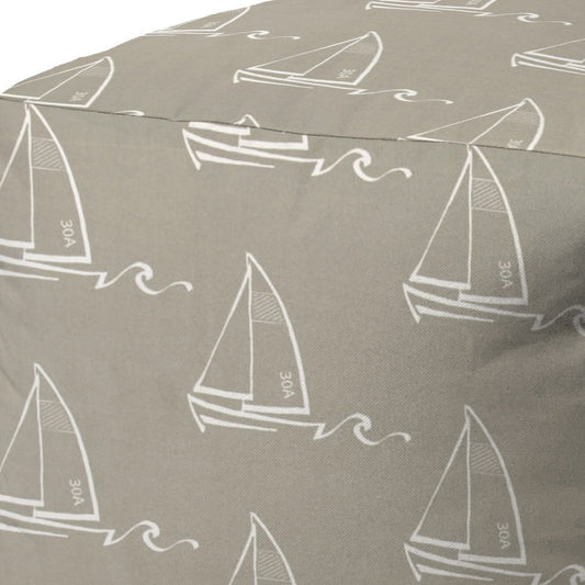 17" Taupe Polyester Cube Indoor Outdoor Pouf Ottoman