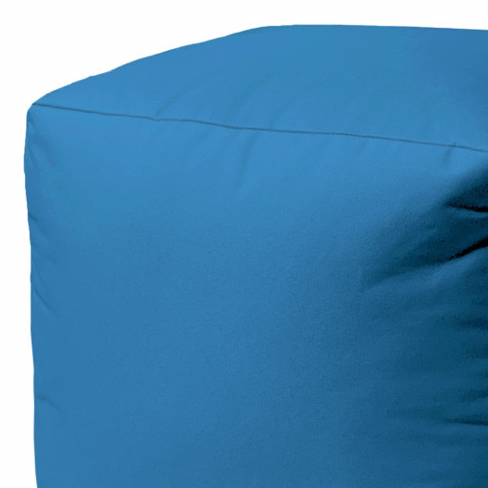 17" Cool Bright Teal Blue Solid Color Indoor Outdoor Pouf Cover