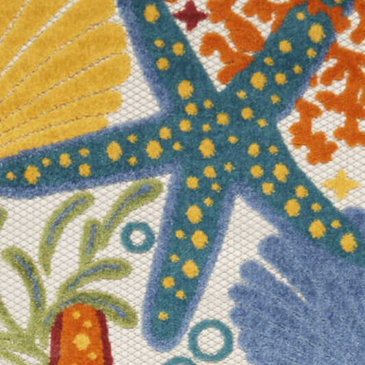 2' X 10' Orange Blue And Yellow Animal Print Non Skid Indoor Outdoor Runner Rug