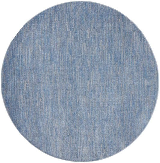 8' X 8' Blue And Grey Round Striped Non Skid Indoor Outdoor Area Rug