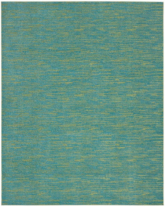 8' X 10' Blue And Green Striped Non Skid Indoor Outdoor Area Rug