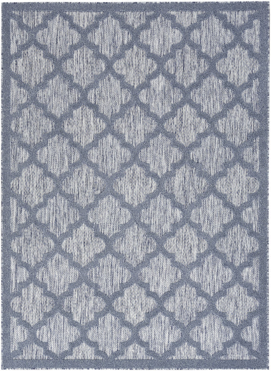 5' X 7' Denim Blue Ikat Indoor Outdoor Area Rug