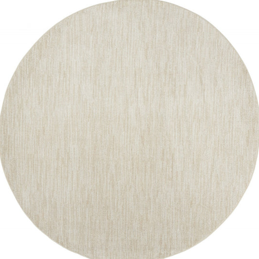 8' X 8' Ivory And Beige Round Non Skid Indoor Outdoor Area Rug