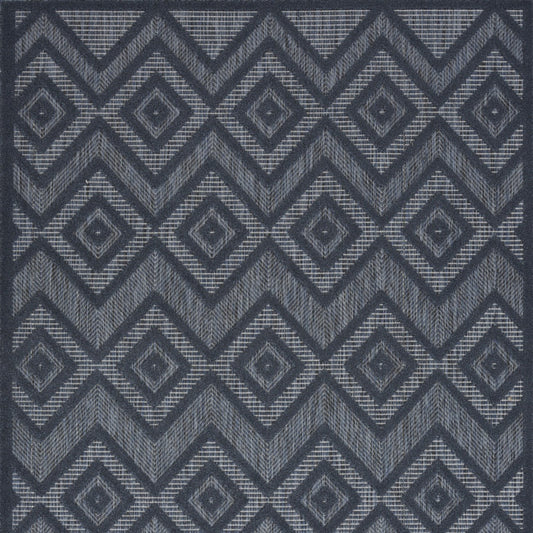4' X 6' Navy Blue Argyle Indoor Outdoor Area Rug