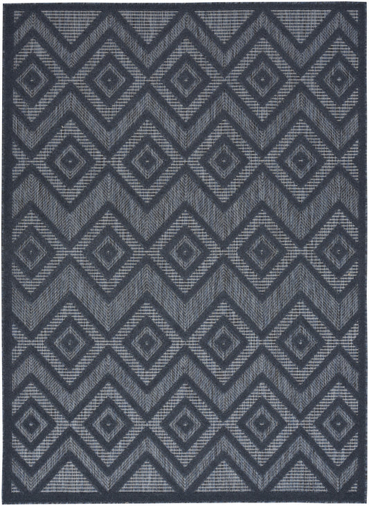 5' X 7' Navy Blue Argyle Indoor Outdoor Area Rug
