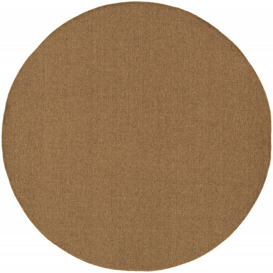 8' x 8' Tan Round Stain Resistant Indoor Outdoor Area Rug