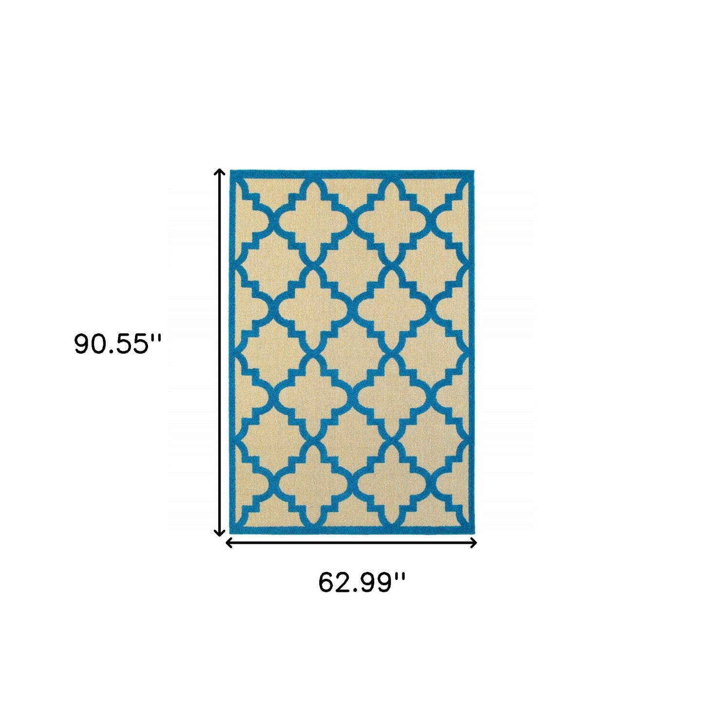 5' x 8' Blue and Beige Geometric Stain Resistant Indoor Outdoor Area Rug