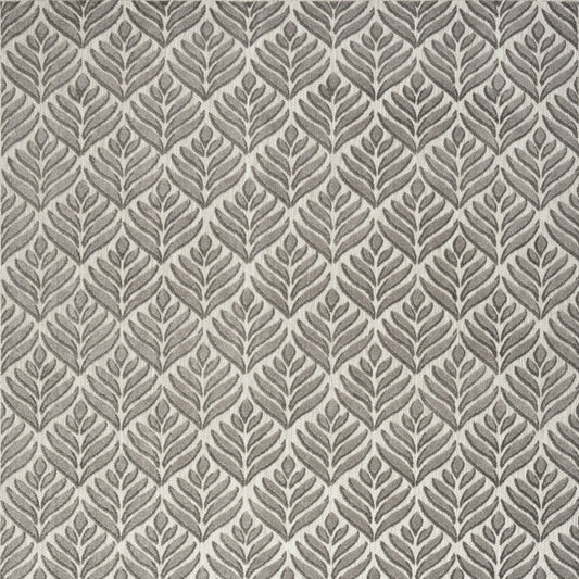 8' X 11' Charcoal Floral Stain Resistant Non Skid Area Rug