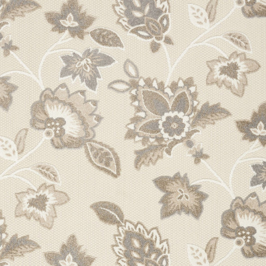 9' X 12' Beige Floral Stain Resistant Non Skid Area Rug