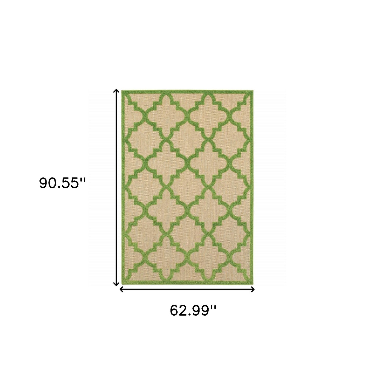 5' x 8' Green Geometric Stain Resistant Indoor Outdoor Area Rug