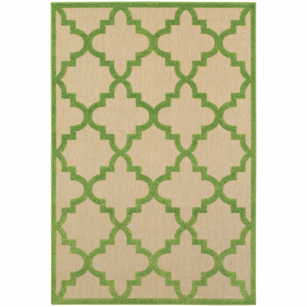 5' x 8' Green Geometric Stain Resistant Indoor Outdoor Area Rug