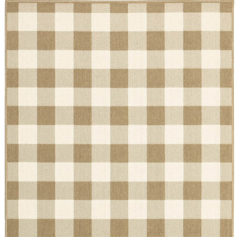 4' x 6' Gray and Ivory Geometric Stain Resistant Indoor Outdoor Area Rug