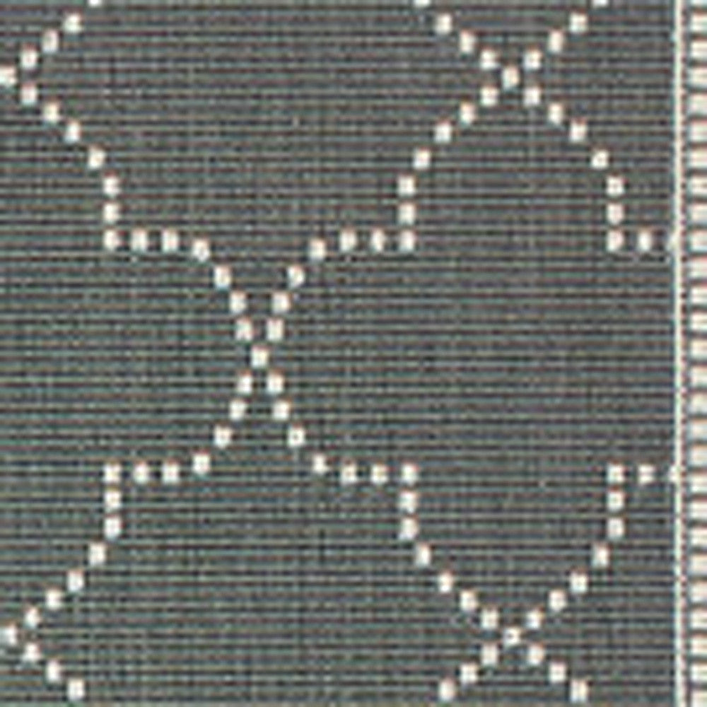 8' x 11' Gray and Ivory Geometric Stain Resistant Indoor Outdoor Area Rug