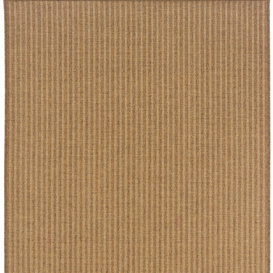 5' x 8' Tan Striped Stain Resistant Indoor Outdoor Area Rug