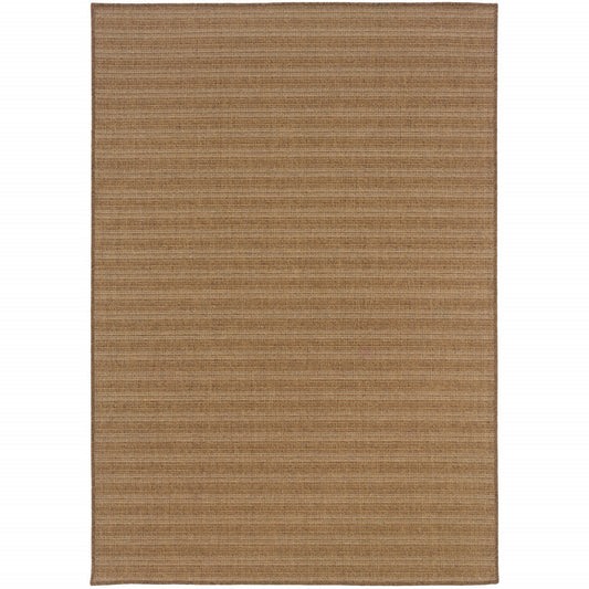 5' x 8' Tan Striped Stain Resistant Indoor Outdoor Area Rug