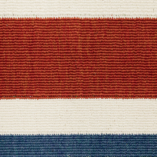 8' x 8' Red and Ivory Round Geometric Stain Resistant Indoor Outdoor Area Rug