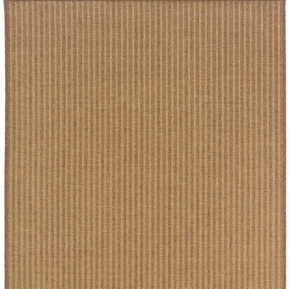 7' x 10' Tan Striped Stain Resistant Indoor Outdoor Area Rug