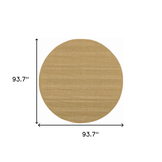 8' x 8' Beige Round Stain Resistant Indoor Outdoor Area Rug
