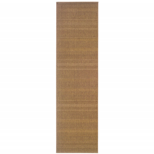 2' X 8' Tan Stain Resistant Indoor Outdoor Area Rug