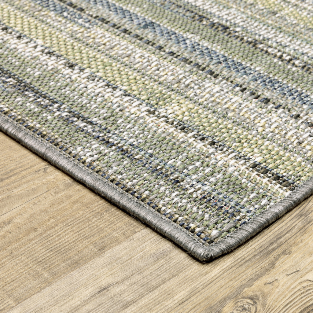 8' x 10' Blue and Green Abstract Stain Resistant Indoor Outdoor Area Rug