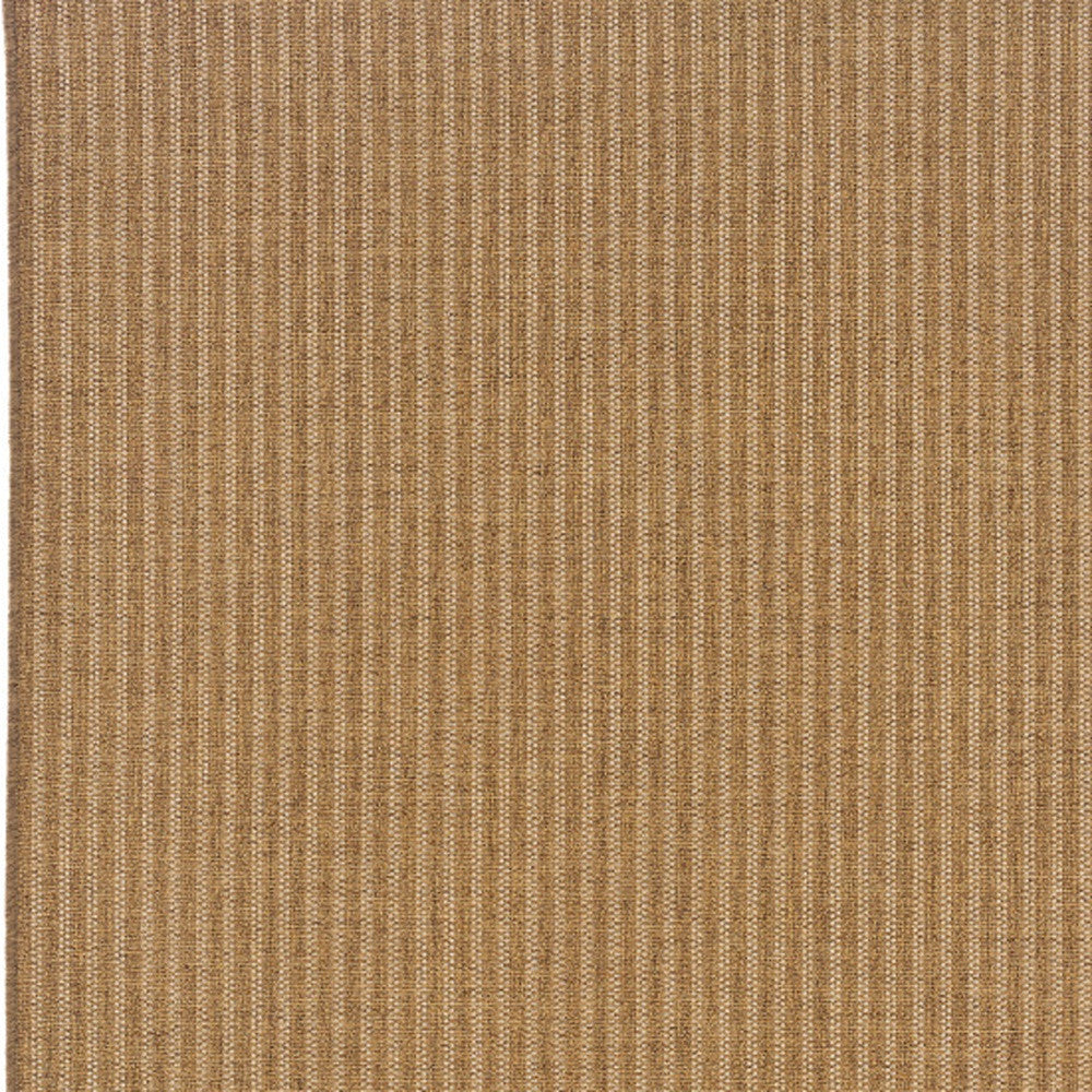 8' x 11' Tan Striped Stain Resistant Indoor Outdoor Area Rug