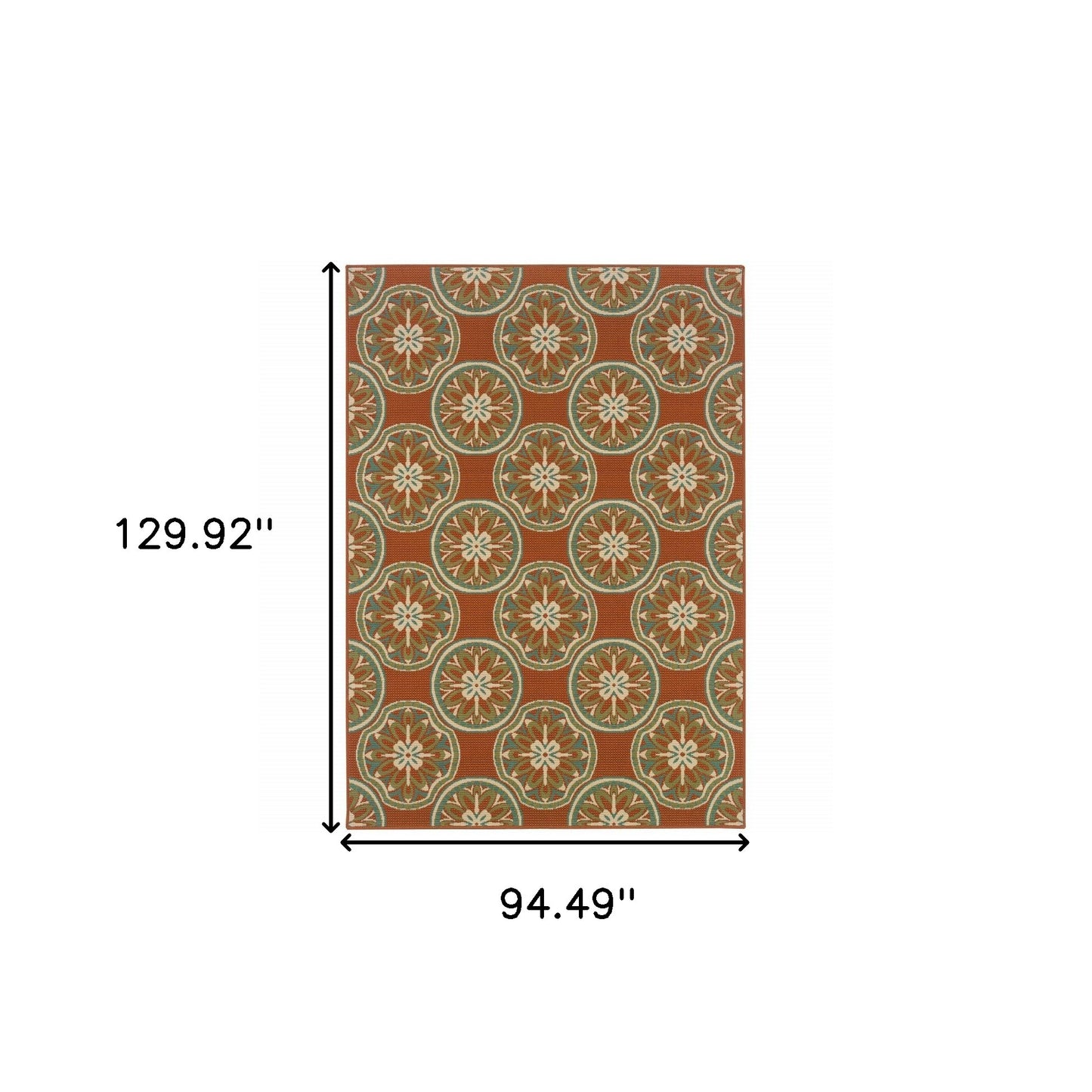 8' x 11' Brown and Ivory Floral Stain Resistant Indoor Outdoor Area Rug