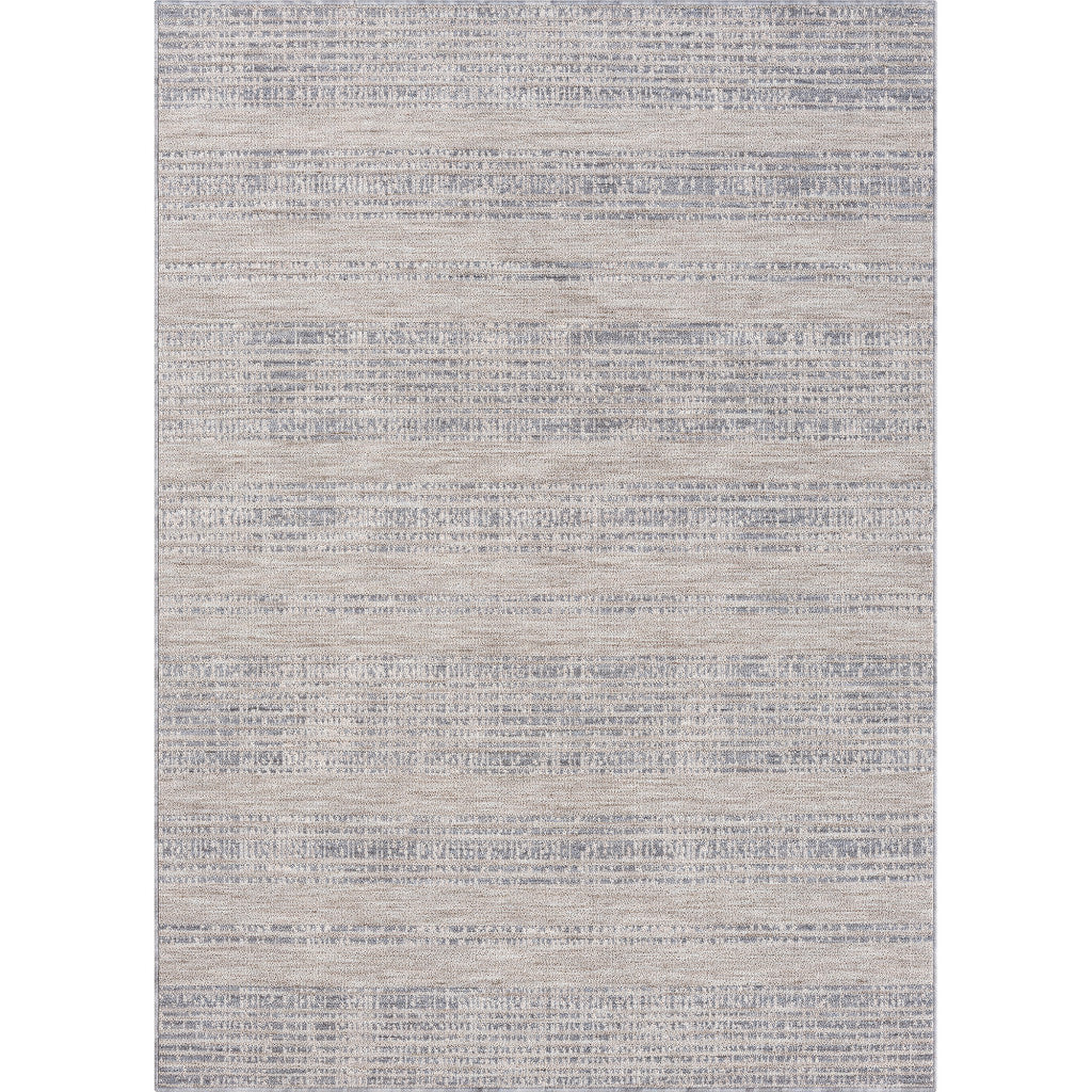 5' X 7' Ivory And Blue Striped Indoor Outdoor Area Rug