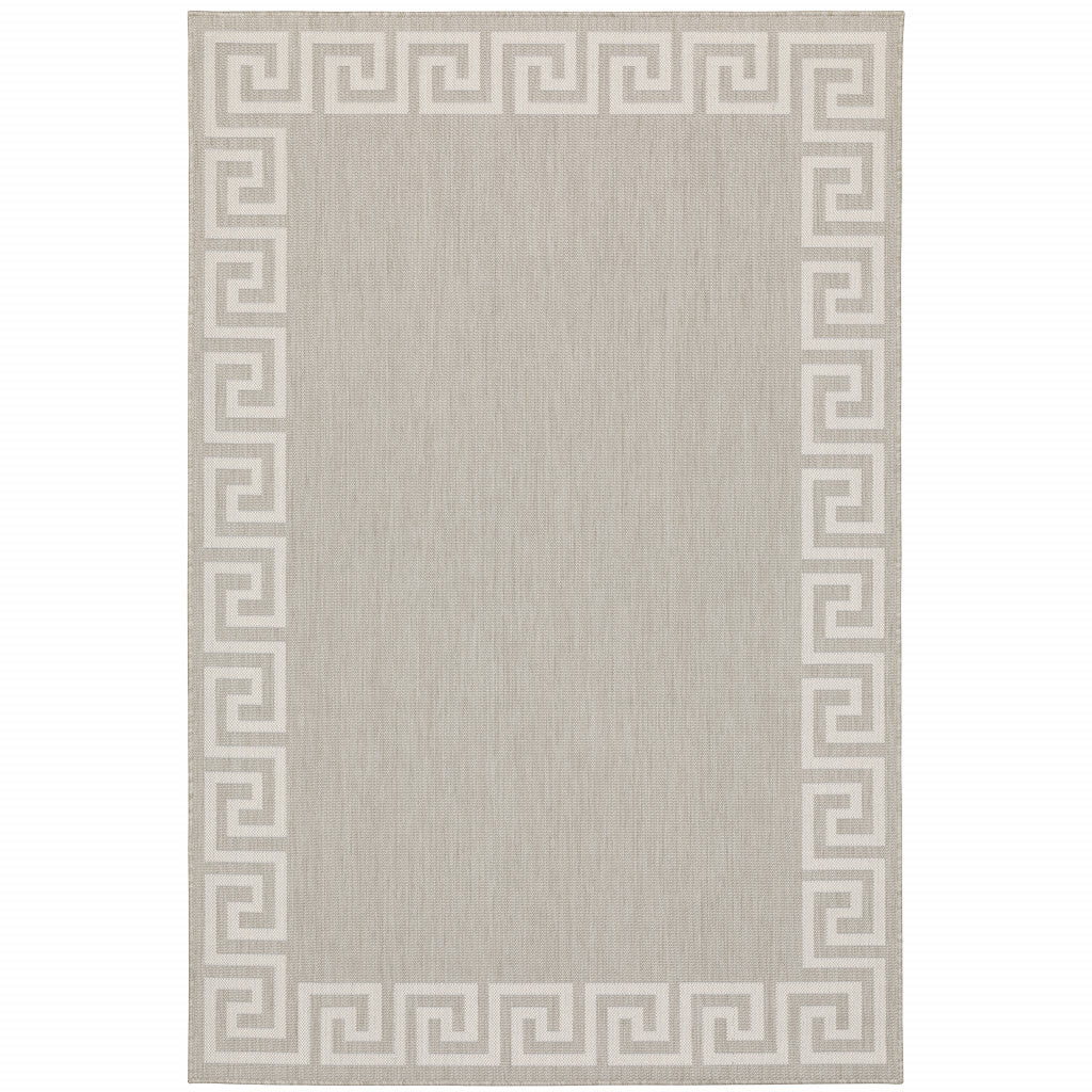 5' x 7' Gray and Ivory Stain Resistant Indoor Outdoor Area Rug