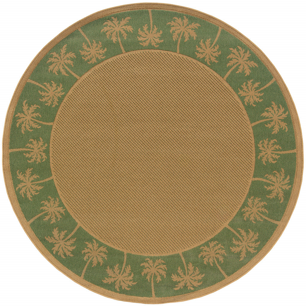 8' x 8' Beige Round Stain Resistant Indoor Outdoor Area Rug
