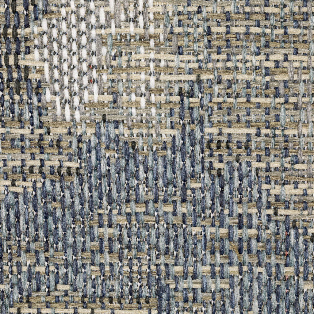 3' X 5' Blue and Gray Abstract Stain Resistant Indoor Outdoor Area Rug