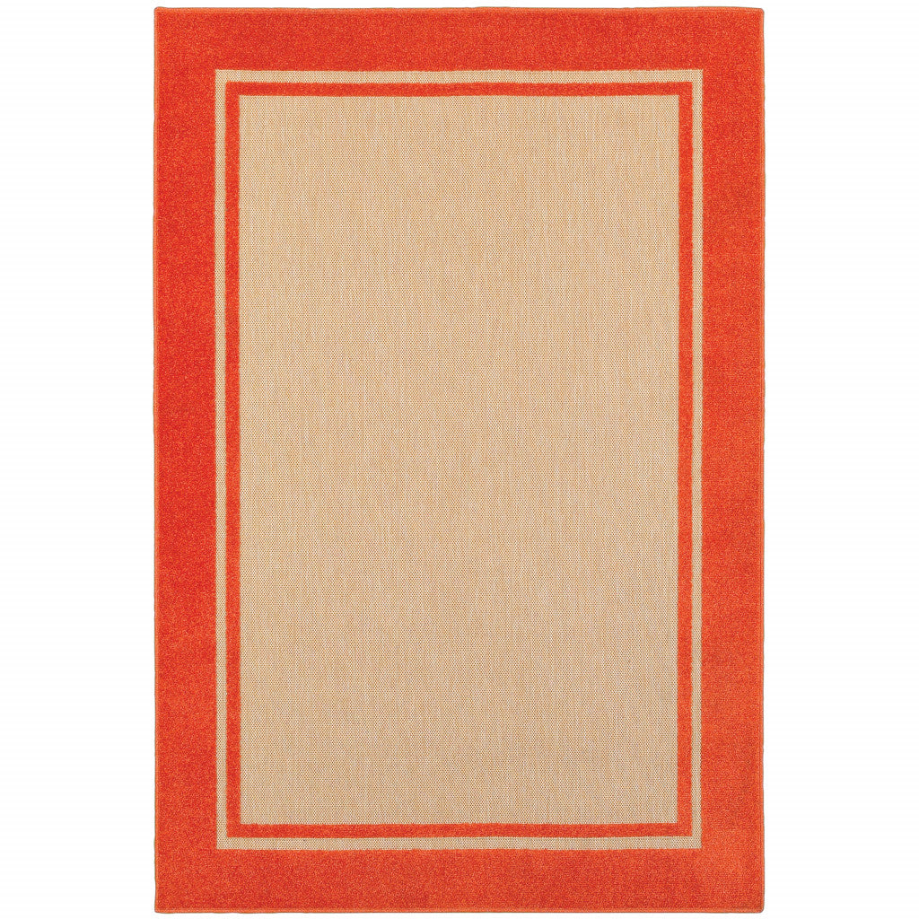 2' x 3' Orange Stain Resistant Indoor Outdoor Area Rug