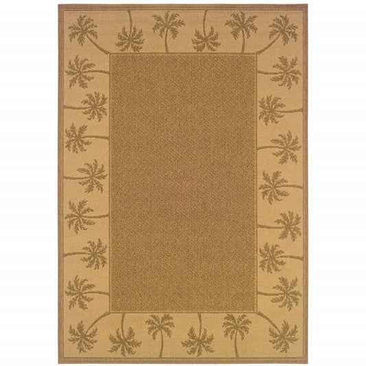 7' x 10' Tan Stain Resistant Indoor Outdoor Area Rug