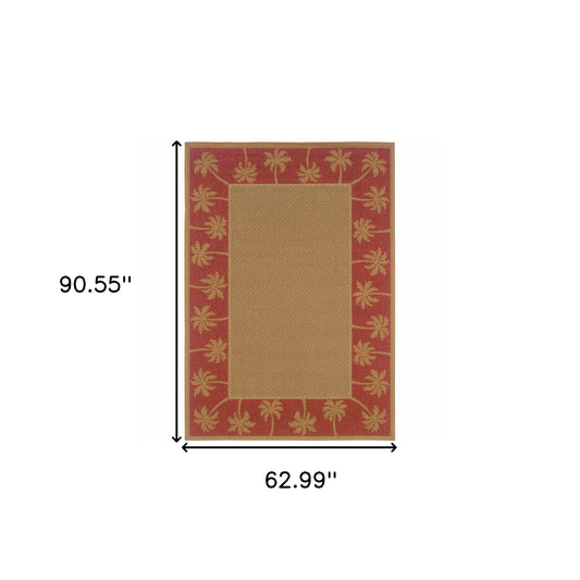 5' x 8' Beige Stain Resistant Indoor Outdoor Area Rug