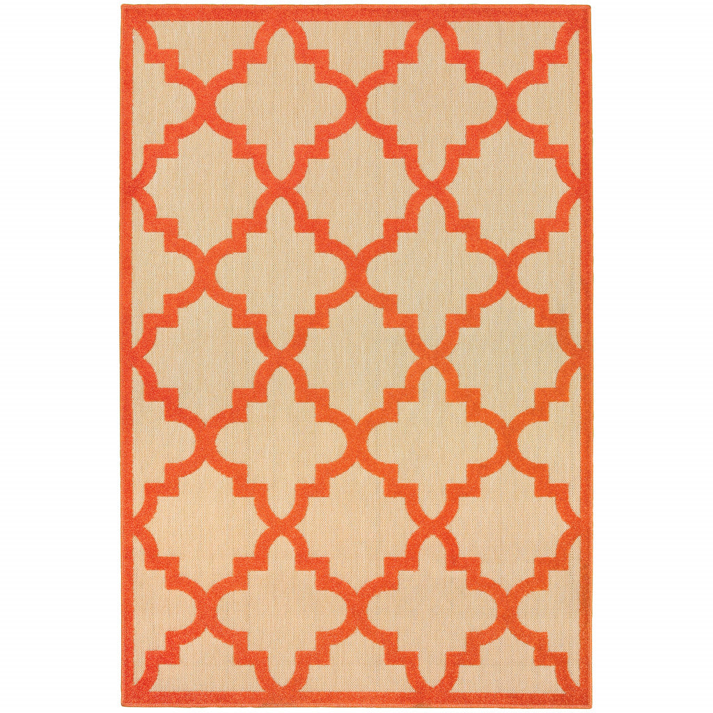 2' x 3' Orange Geometric Stain Resistant Indoor Outdoor Area Rug
