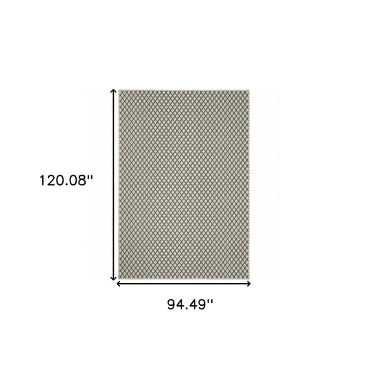 8' x 10' Beige Geometric Stain Resistant Indoor Outdoor Area Rug