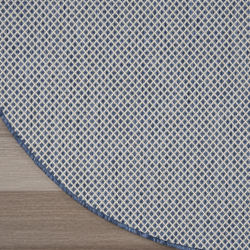 5' Bone Round Geometric Power Loom Area Rug