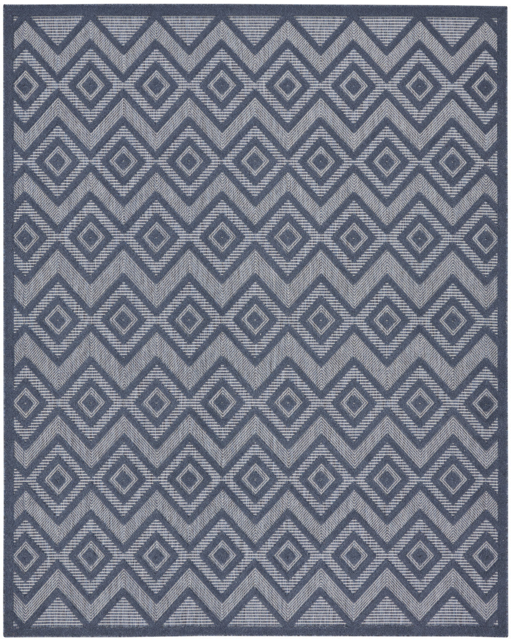 7' X 10' Navy Blue Geometric Flatweave Area Rug